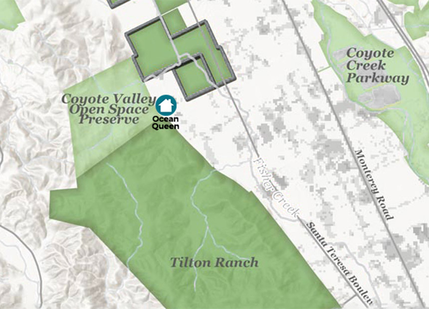 map showing Coyote Valley